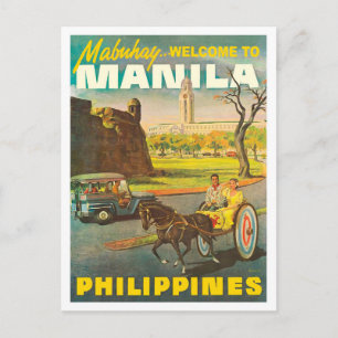 Straten van Manila, Filipijnen, vintage reis Briefkaart