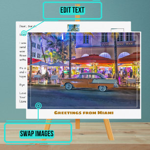 Straten van Miami Beach Florida Briefkaart