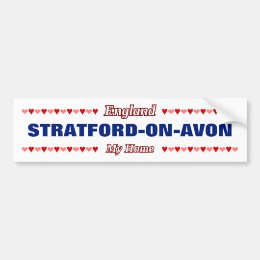 STRATFORD-ON-AVON - My Home - England; Harten Bumpersticker (Voorkant)