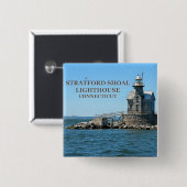 Stratford Shoal Lighthouse, Connecticut Vierkante Button 5,1 Cm (Voorkant /achterkant)