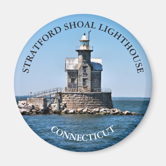 Stratford Shoal Lighthouse CT Round Magnet (Devant)