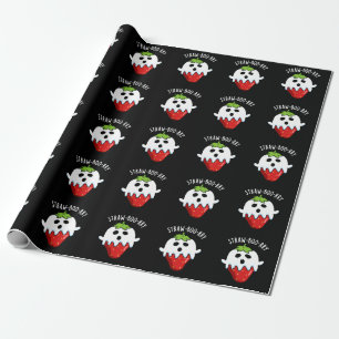 Straw-boo-ry Grappige Aardbei Pun Donker BG Cadeaupapier