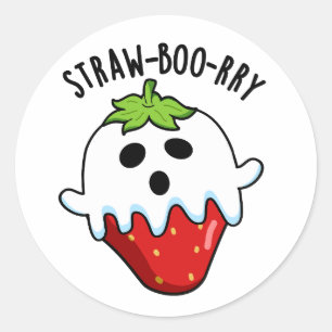 Straw-boo-ry Grappige Aardbei Pun Ronde Sticker