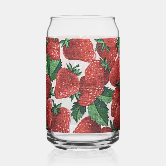 Strawberries and Cream Pattern Blikvorm Glas (Links)