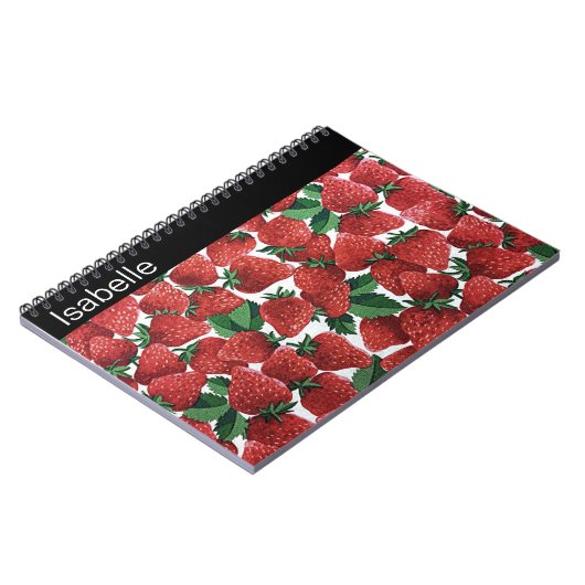Strawberries and Cream Pattern Personalised Notitieboek (Linkerzijde)