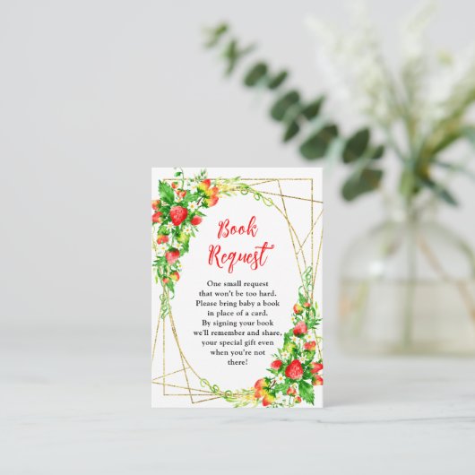 Strawberries and Daisies Baby Shower Book Request Informatiekaartje (Staand voorkant)