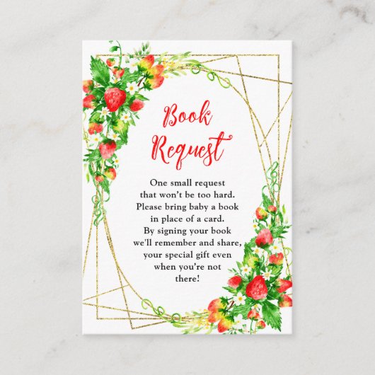 Strawberries and Daisies Baby Shower Book Request Informatiekaartje (Voorkant)