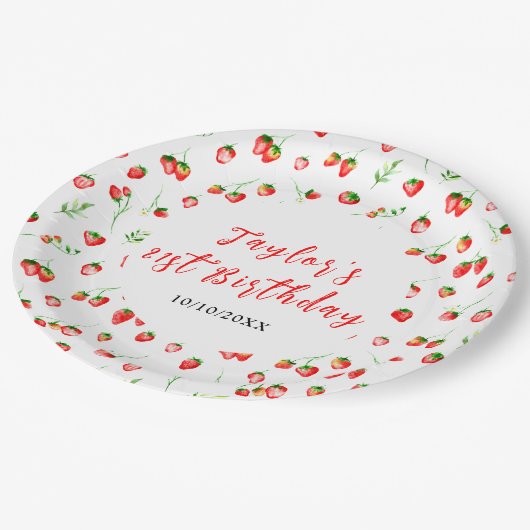 Strawberries and Daisies Birthday Party Papieren Bordje (Gekanteld)