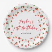 Strawberries and Daisies Birthday Party Papieren Bordje (Voorkant)
