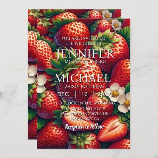 Strawberries Classic Wedding Invitations (Devant / Derrière)