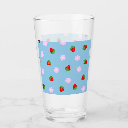 Strawberries & Flowers Glas (Voorkant)