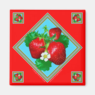 STRAWBERRIES Square Magnet Magneet