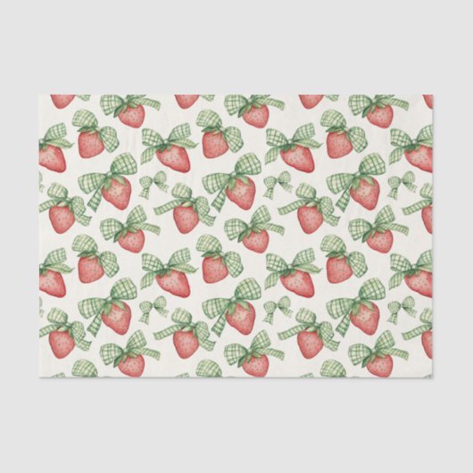Strawberries with Green Bow Birthday Tissuepapier (Voorkant)
