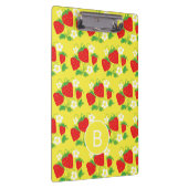 Strawberry and Flower Yellow Pattern Monogrammed Klembord (Rechts)