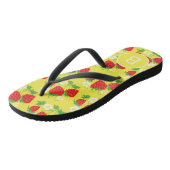 Strawberry and Flower Yellow Pattern Monogrammed Teenslippers (Schuin)