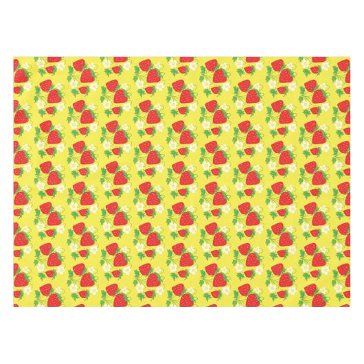 Strawberry and Flower Yellow Pattern Tafelkleed (Voorkant (Horizontaal))
