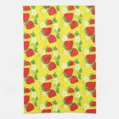 Strawberry and Flower Yellow Pattern Theedoek (Verticaal)