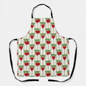 Strawberry applique on striped background retro schort (Voorkant)