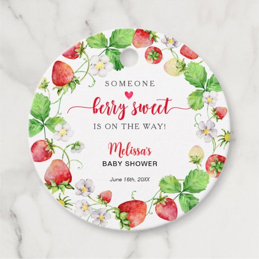 Strawberry Baby Shower Bedankjes Labels (Voorkant)