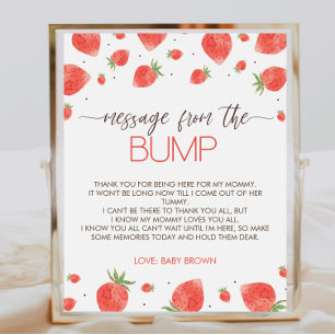 Strawberry Baby shower bericht van het bump teken Poster
