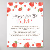 Strawberry Baby shower bericht van het bump teken Poster (Voorkant)
