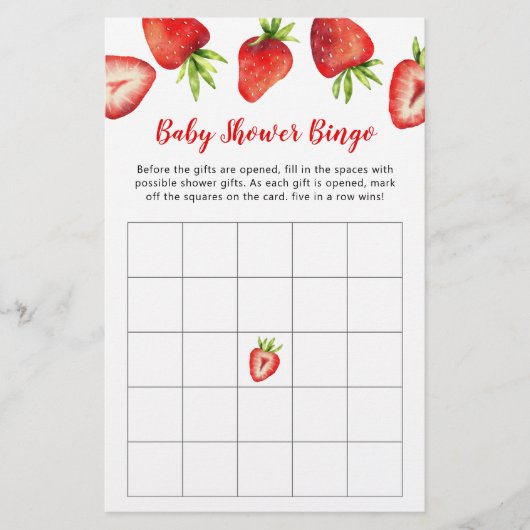 Strawberry Baby shower Bingo Game (Voorkant)
