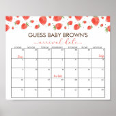 Strawberry Baby shower Guess Due Date Calendar Poster (Voorkant)