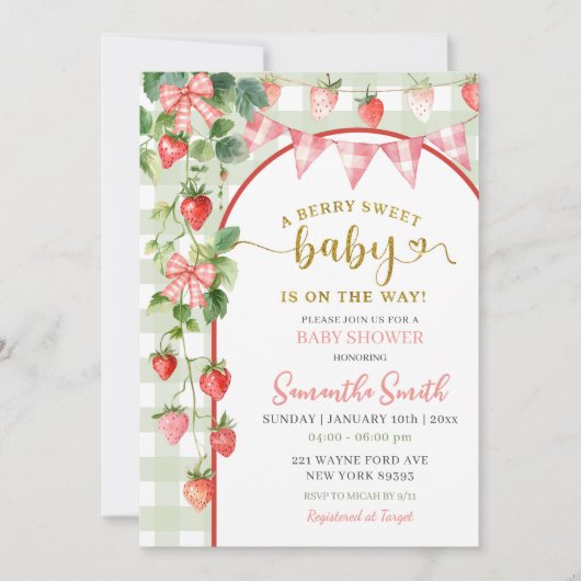 Strawberry Baby Shower Invitation (Devant)