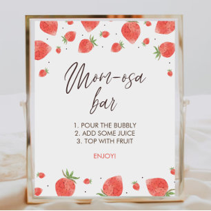 Strawberry Baby shower Mom-osa Bar Teken Poster