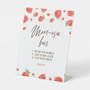 Strawberry Baby shower Mom-osa Bar Teken Reclamebord Met Voetstuk
