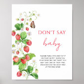Strawberry Baby Shower Zeg geen baby Poster (Voorkant)