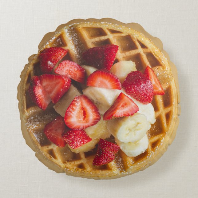 Strawberry Banana Waffle Rond Sierkussen Rond Kussen (Voorkant)