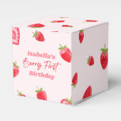 Strawberry Berry Eerste 1e Verjaardagsfeest Bedankdoosjes (Voorkant Zijde)