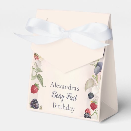 Strawberry Berry Eerste 1e Verjaardagsfeest Bedankdoosjes (Voorkant Zijde)