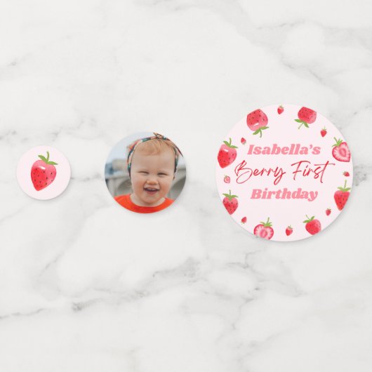 Strawberry Berry Eerste 1e Verjaardagsfeest Confetti (Achterkanten)