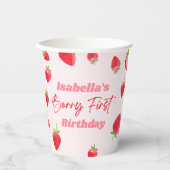 Strawberry Berry Eerste 1e Verjaardagsfeest Papieren Bekers (Voorkant)