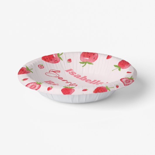 Strawberry Berry Eerste 1e Verjaardagsfeest Papieren Kommen (Gebogen)