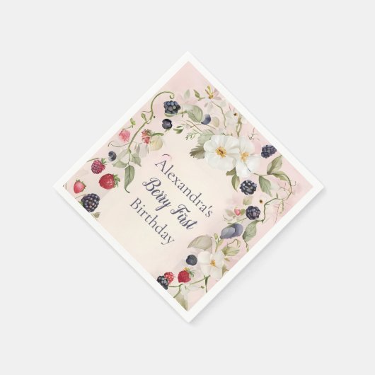 Strawberry Berry Eerste 1e Verjaardagsfeest Servet (Hoek)