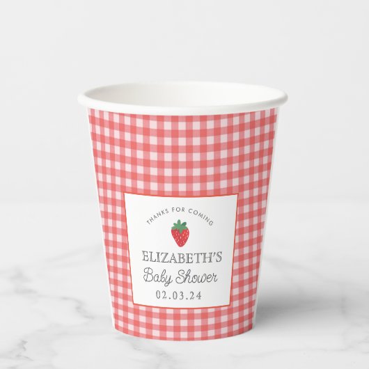 Strawberry Berry Eerste Picknick Baby shower Papieren Bekers (Voorkant)