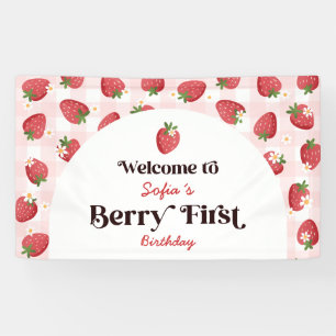 Strawberry Berry eerste verjaardagsfeestje welkom Spandoek