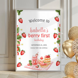Strawberry Berry First Berry Poster Welkomstbord