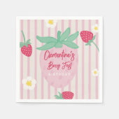 Strawberry Berry First Birthday Paper Napkins Servet (Voorkant)