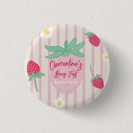 Strawberry Berry First Birthday  Ronde Button 3,2 Cm