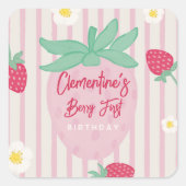 Strawberry Berry First Birthday Sticker (Voorkant)