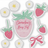 Strawberry Berry First Birthday Stickers (Voorkant)