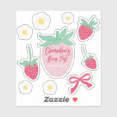 Strawberry Berry First Birthday Stickers (Vel)