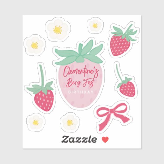 Strawberry Berry First Birthday Stickers (Vel)