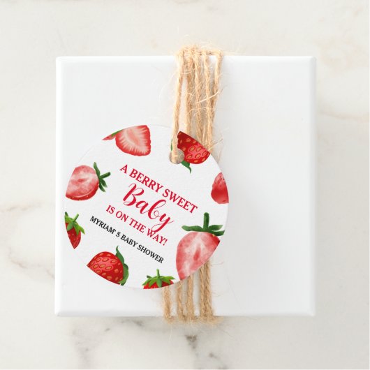 Strawberry Berry Sweet Baby shower Onderweg Bedankjes Labels (In situ)