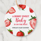 Strawberry Berry Sweet Baby shower Onderweg Bedankjes Labels (Voorkant)