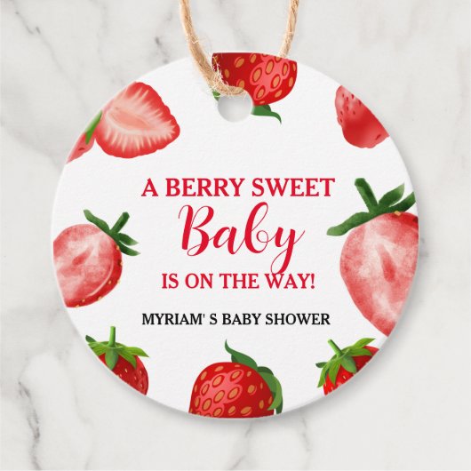 Strawberry Berry Sweet Baby shower Onderweg Bedankjes Labels (Voorkant)